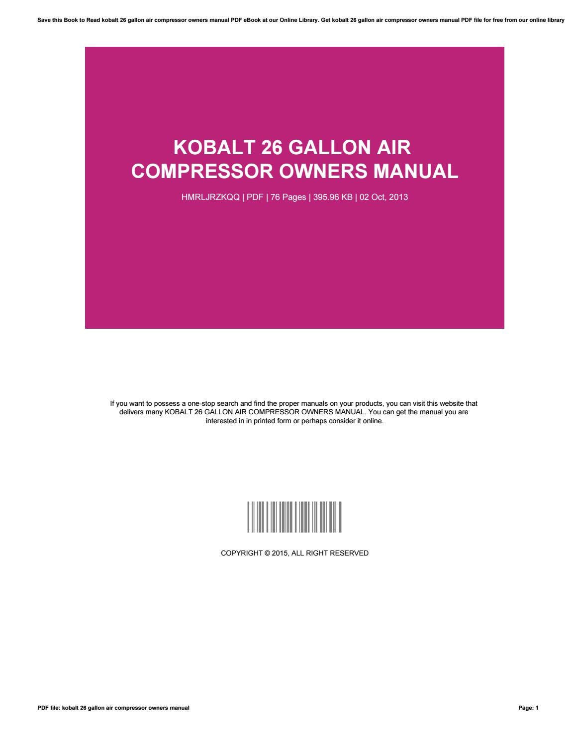 mastercraft air compressor owners manual